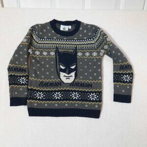DC Batman Knitted Fair Isle Pullover Knitted Sweater Youth Kids Size 6 Warm Cozy